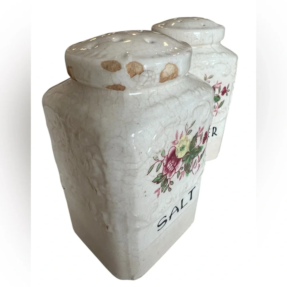 Large Vintage Transferware Salt & Pepper Shakers, Made in Japan - Picture 5 of 7